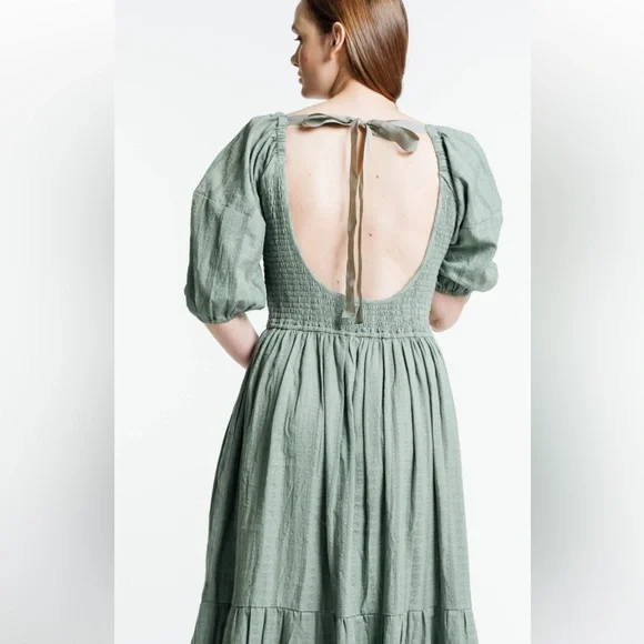 LAUDE the Label Frida Midi Dress in Azure Broderie size S/M NWOT - Picture 2 of 12